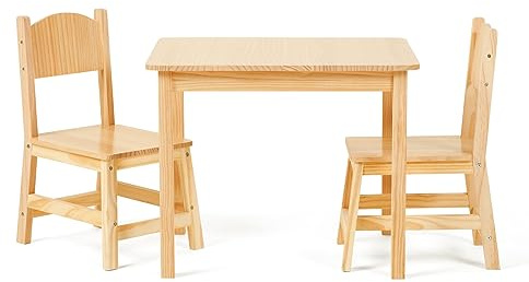 OOOK Table Enfant avec 2 Chaise, Bureau Enfant en Bois, Table et Chaise pour Fille et Garçon à Partir de 3 Ans, Petit Bureau pour Maternelle, Chambre d'enfant