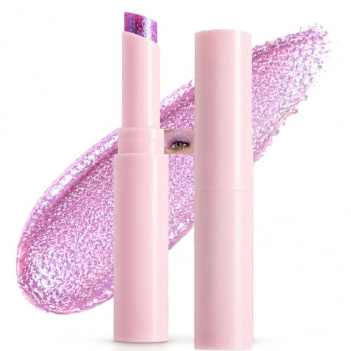 Glitter Eyeshadow Stick, Lavender Purple, Slanted Tip, 1-Pack Makeup | Lavender-Purple Silver Shimmer, Slanted Tip, Direct Eyelid Application, Targeted Highlights, Daily Or Evening Looks