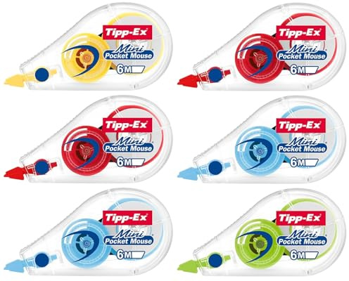 Tipp-Ex Mini Pocket Mouse White Correction Tape 6m Rollers - Pack of 6 - Tear Resistant Tapes, Smooth Glide
