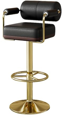Vigosit Barhocker Set Höhenverstellbar, Barstuhl mit Lehne & Armlehne, 360° Drehbarer Tresenhocker für Küche, Gepolsterter Küchenhocker mit Großer Sitzfläche & Stabiles Metallgestell, Schwarz(1 Stück)