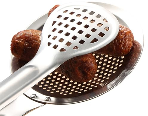 Cuchara ranurada para skimmer – Cucharas coladoras de acero inoxidable 2 en 1 | Colador de araña para cocinar | Cucharón de espumadera de metal, cuchara de malla de aceite para freír, cucharón de