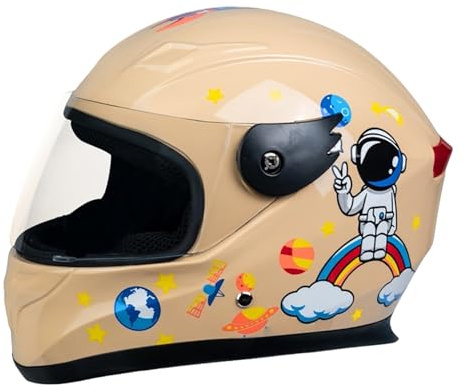 Casco Integrale Da Moto Per Bambini Estivi, 3-12 Anni, Casco Da Moto Per Ragazzi E Ragazze, Casco Jet Retrò Da Go-Kart, Cruiser, Ciclomotore Per Giovani, Omologato DOT F,46-57cm