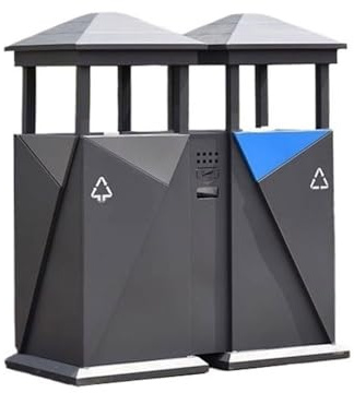 RYUQW3RE Cubo de basura para exterior con tapa Contenedor de basura metálico for uso comercial en exteriores, apto for anuncios clasificados.