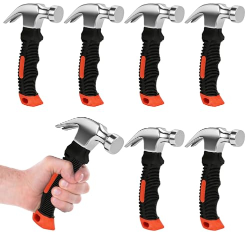 8 Pack Small Hammer Tool, 12 oz Mini Claw Hammer with Soft Rubber, Stubby Hammer, Camping Hammerfor Picture Hanging, General Household Projects