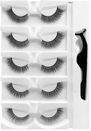 Cils auto-adhésifs réutilisables – Cinq paires de rehausseurs légers, conception de bande confortable créant une définition plus complète des yeux, méthode de placement douce sans colle salissante | A