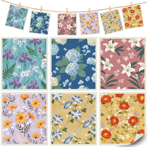 PRESSINART 6 st 6 stilar svensk disktrasa blommig återanvändbar snabbtorkande svamp 20 x 15 cm för rengöring av köksbänkskiva, svenska disktrasor storpack absorberande handdukar för tallrikar
