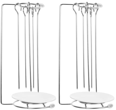 OSALADI Support Brochette Barbecue Suspendu en Acier Inoxydable 2 Pièces, Porte-brochettes Pratique pour Gril Extérieur, Étagère pour Brochettes de Viande, Accessoires Cuisson en Plein