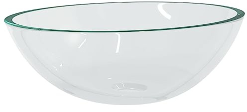 Mhdvray Lavabo da appoggio in vetro, 50 x 37 x 14 cm, trasparente, spessore 1 2 cm, per bagno, ospiti, WC, cucina, campeggio, camper, design moderno, senza rubinetto