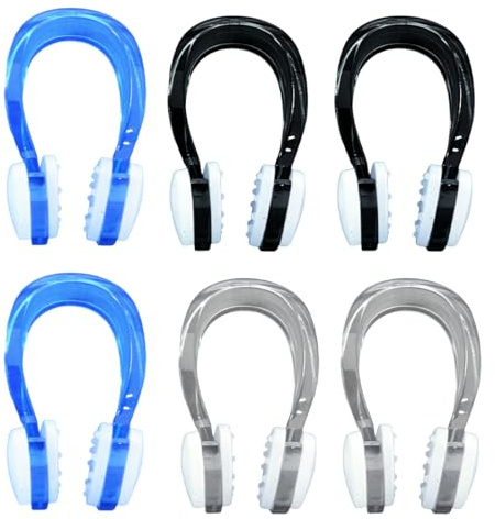 LUDHEP 8 Pezzi Clip Nasali per Nuoto, Bianche Nere Blu Grigie, in Silicone Antiscivolo Impermeabili per Allenamento e Sport Acquatici