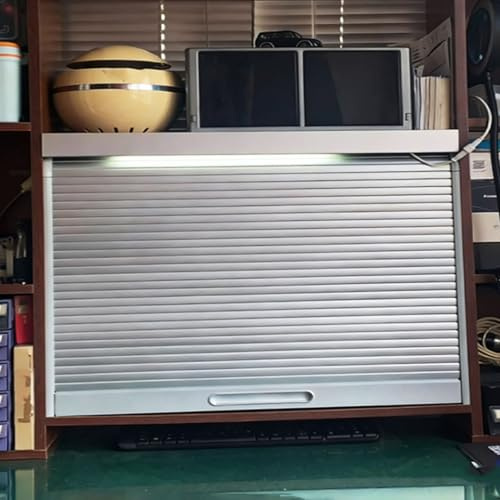 Anpassningsbar jalusikit för rulldörrar, rulljalusi av ABS-lameller, platsbesparande vikdörr för kök, garage, tvättstuga (97x97cm / 38x38in)