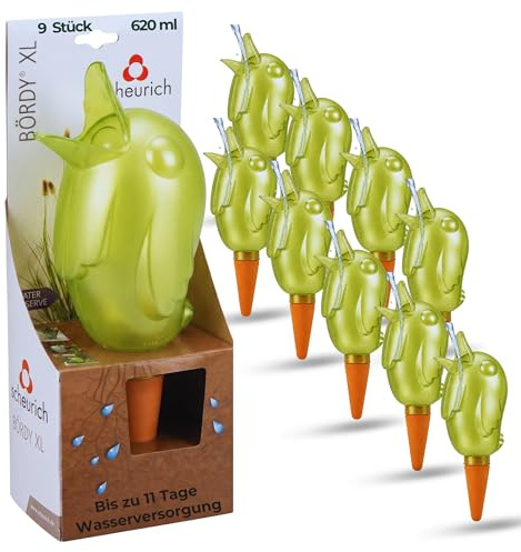 Scheurich Wasserspender XL Grün 9 Stück - 620ml Wasser für bis zu 7 Tage Green Pearl Höhe 29 cm mit Tonkegel