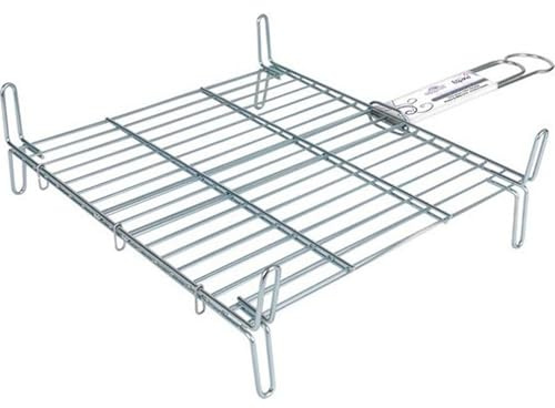 Algon | Parrilla Barbacoa 40x40 Acero Inoxidable Zincado Gris Metalizado con Cierre de Seguridad - Parrilla Ideal para Asar Carnes y Verduras Resistente y Duradera para Exterior