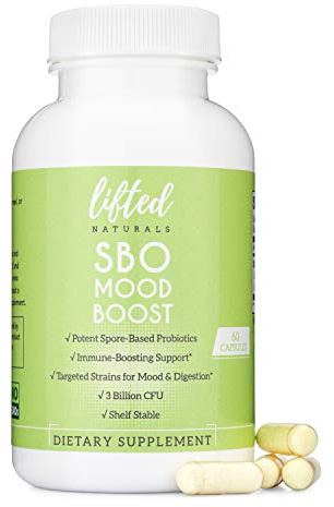 Lifted Naturals Spore Based Probiotic Probiotics - SBO Mood Boost - Spore/Soil-Based - Digestion & Natural Mood Support - Histamine-Free - 60 Day Supply, Non-GMO, Dairy-Free, Gluten-Free, Vegan