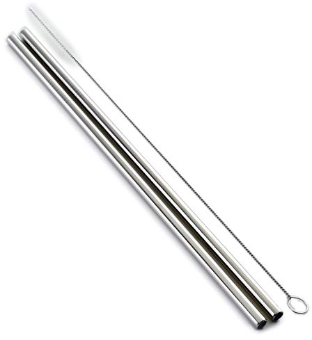 Norpro Stainless Steel 11-Inch Drinking Straws with Cleaning Brush