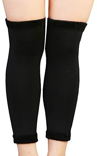 1 par de rodilleras deportivas protectoras de apoyo para hombres y mujeres, largas y elásticas, para invierno, transpirables, térmicas