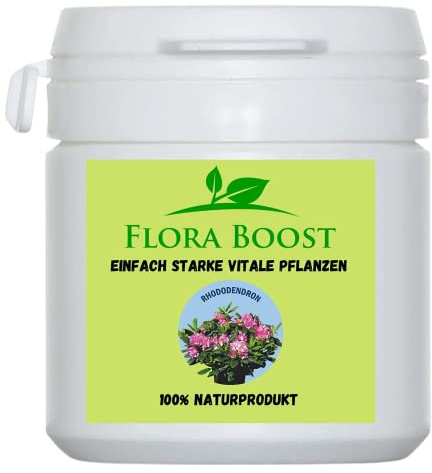 Flora Boost Rhododendron Dünger 100g, 100% natürlicher Pulverdünger | Pflanzendünger für bis zu 100L Gießwasser, Blumendünger für Rhododendren