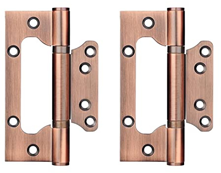 Qrity 4x Edelstahl Scharniere 100mm Türband Türscharnier Edelstahl Aufschraubscharnier Beschlag, Altes Rotes Kupfer
