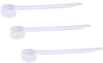 Plastic Measuring Scoop, (5 cc | 1 teaspoon | 5 mL) Long Handle Spoons for Powders and Granules, Coffee, Pet Food, Grains, Protein, Spices and Other Dry Goods, BPA Free (Pack of 3)