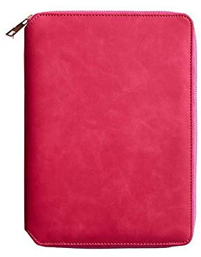 Dokumente Organizer A5 Portfolio Ordner Professionelle Konferenzmappe Interview Leder Büro Ringbuch Datei Schreibblock Kartenhalter Rot