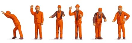 NOCH Rangierpersonal, Hobby-Figuren, 6 Figuren, für Spurweite TT, ideal für Modelleisenbahn