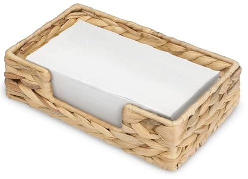 Servilletero de jacinto de agua, cestas rectangulares de mimbre y bandeja para servir para cocina, servilleteros de ratán para mesas