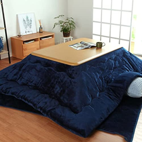 Kotatsu Heizungsfuton -Set Kotatsu -Tisch Mit Heizung Und Decke 4PCs Japanisches Wohnzimmer Casual Heated Tatami Tisch Brown Set (Color : Blau, S : 80 * 80 * 41cm)