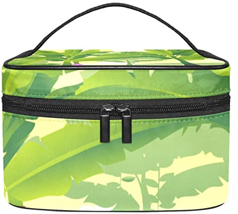 Make-up-Organizer-Tasche, Reise-Make-up-Tasche, Organizer, tragbare Kosmetiktasche für Frauen und Mädchen, Toilettenartikel, Bananenbaum, Blätter, Mehrfarbig, 22.5x15x13.8cm/8.9x5.9x5.4in