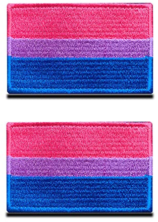 2 Stück LGBT Regenbogen Bisexual Flagge Patch, Regenbogen Bestickter Verschluss Emblem,Schwulenstolz Bisexuell Patches für Rucksäcke, Mützen, Westen, Helme, Jacken, Kleidung