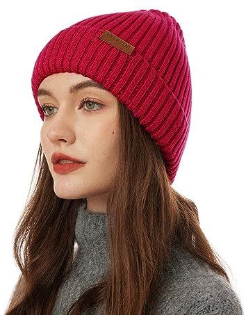 ineepor Wintermütze Herren Damen Merino Mütze Winter Wollmütze Strickmütze Kurz Beanie Hat Mit Fleece Futter Thermo Gefütterte Unisex Weich Warme