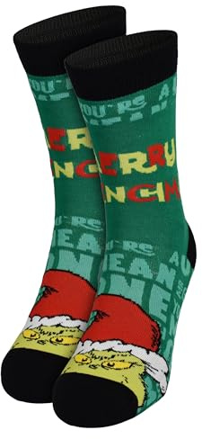 United Labels Grinch Calzini Uomo Verde Calze Uomo Divertente Merry Grinchmas, Calze Natalizie Grinch Calze, verde, 43-46