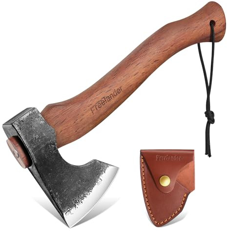 Freelander Beil Axt Survival, 33.5CM Spaltaxt für Holz | Handgeschmiedet Outdoor Camping Axt mit Scheide, Scharf Camping Beil für Bushcraft, Garten