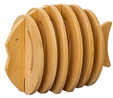 BURLOE Bambus Topfuntersetzer Set, Kreative Holz Untersetzer Hitzebeständiger Natürliche rutschfest Waschbar Pfannenuntersetzer Küche Teekanne Schüsseln Geschirr,2