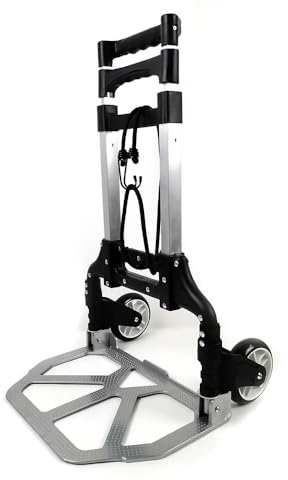 Suprills Aluminium Folding Hand Trolley on Wheels, Heavy Duty Industrial Sack Barrow, Shopping Trolley, Foldable Sack Truck Barrow Cart, 75kg Load Capacity