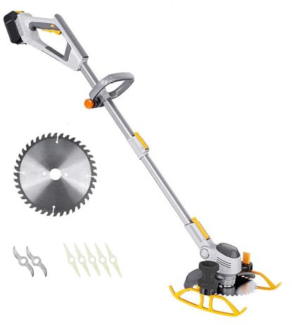 Kindevieft Cordless Weed Wacker & Edger, 3-in-1 Weed Trimmer Battery Operated, Electric Grass Edger Trimmer with 3 Cutting Blade Types, Lawn Mower for Patio Lawn Garden