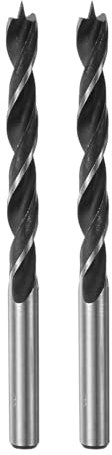 sourcing map 2pcs Brad Point Drill Bits 8mm(20/64) Dia Straight Steel Round Shank Drill Metric Brad Point 3 Drilling Depth Spiral Twist Drill Bits for Carpenter Woodworking Plastic Rubber