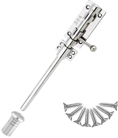 Schieberiegel Torverschluss Solider Schlossriegel Schwerlast 304 Edelstahl Riegelschloss Sicherheitsriegel Türriegel Verstärktes Torzubehör mit Staubdose für Scheune Zaun Schuppen Keller