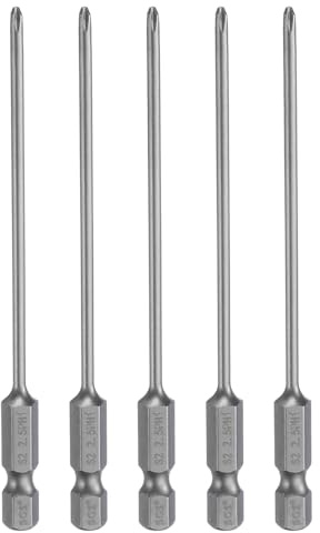 sourcing map 5pcs #1 Phillips Screwdriver Bit PH1 1/4 Hex Shank 4 (100mm) Long Magnetic S2 Steel Industrial Grade Screw Driver Bit Cross Head Electric Drill Bits 0.098 (2.5mm) Rod