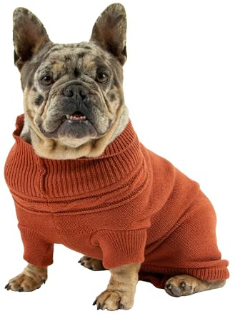 Ancol Klassischer Hundepullover mit Zopfmuster, Terrakotta, gemütlicher Wollpullover für Haustiere, mit Loch für Geschirr, Beinschlaufen und gerolltem Halsausschnitt, Größe M