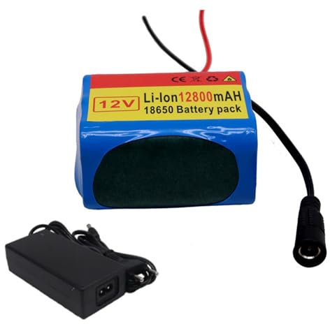 12V 12.8Ah E-Bike Battery,Lithium Electric Bicycle Battery with Charger, Electric Vehicle Power Lithium Battery for 750W 500W 350W 250W Bike Motor 12800mah+car