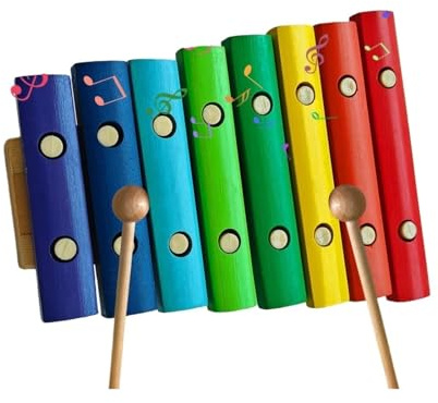 Xylophon-Instrument Für Erwachsene Professionelles 8-Noten-Xylophon-Musikinstrument Aus Holz Mit 2 Holzschlägeln Bunten Tasten Aus Birkenholz