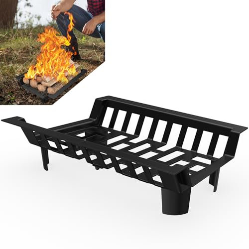 LZQ Parrilla para leña de hierro resistente para chimenea, 46 x 31 x 13 cm, soporte para leña, soporte para leña, soporte de madera, rejilla para horno, parrilla con pies, soporta hasta 50 kg