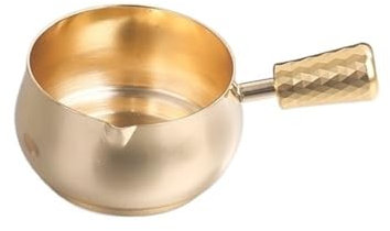 SDA287MZ Sauce Boat Commercial Western Steak Sauce Cup with Handle Dipping Cup 304 Stainless Steel Sauce Dish Tomato Salad Dipping Sauce Dish Gravy Jug(Gold,Medium)