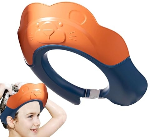 Escudo de gorro de ducha para niños pequeños, escudo de sombrero de baño para bebés | Visera de baño para bebés – Sombrero con visera ajustable lindo, protección para el lavado del cabello, para