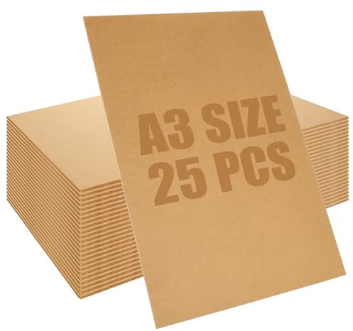 SHUESS 25 tableros de madera MDF A3 para manualidades, hojas de MDF de 3 mm de grosor con superficie lisa, tablero de fibra de densidad media de 42 x 30 cm, tablero de madera sin acabar, paneles de