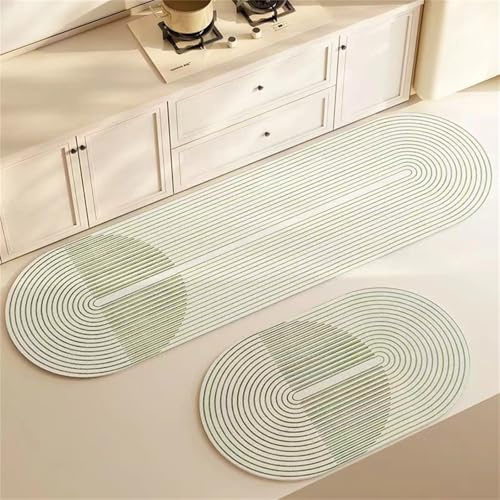 Highdi Tappeto Cucina Antiscivolo Tappeto Passatoia Cucina Lavabile Tappeto da Cucina Lungo Tappeti Runner Asciugatura Rapida Tappeto Corridoio per Ingresso Soggiorno Bagno (60x160cm,Verde Chiaro)