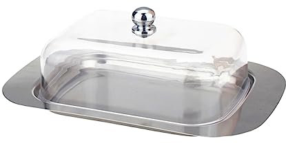 Cabilock Caja De Mantequilla Con Tapa De Plástico Mantequera De Acero Inoxidable Para Servir Mantequilla Cocina Mantequera Con Tapa