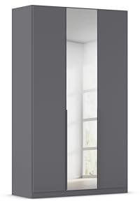 Rauch Möbel Alabama, Kleiderschrank, Farbe Grau metallic, Breite 136 cm | Schrank, 3-türig, mit Spiegel, Zubehör Premium, für Schlafzimmer, Kinderzimmer, Gästezimmer, Homeoffice, Garderobe, Flur