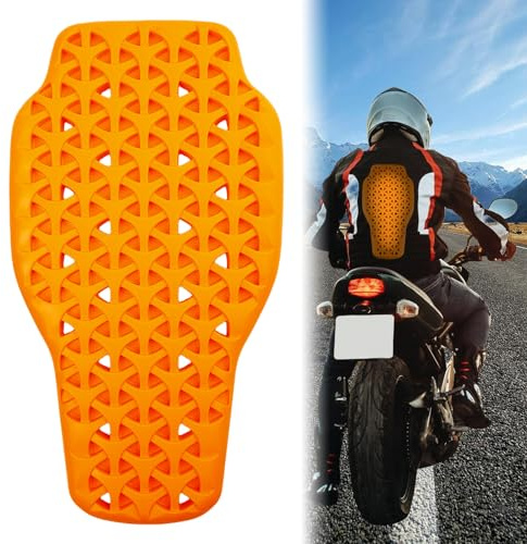 Protector de espalda para moto, 42 x 23 cm, extraíble, protector de espalda certificado, transpirable, protección para la conducción en bicicleta, color naranja
