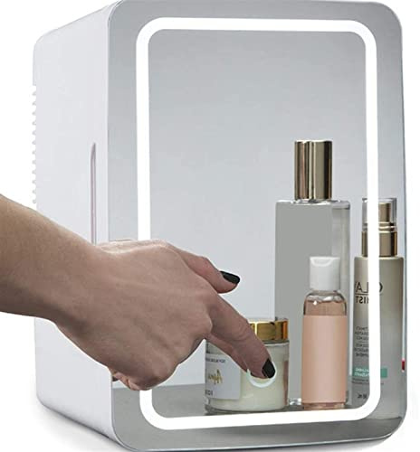 8 L Mini Réfrigérateur Pour Les Soins De La Peau Frigo Cosmétique Avec Réglage Chaud Et Froid Panneau En Verre + Éclairage LED Pour Le Maquillage Et Soins Peau Réfrigérateur De Voiture Familiale(White