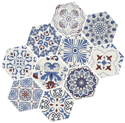 Operitacx 10piezas Pegatinas Antideslizantes para Suelo De Baño y Cocina Diseño Hexagonal Adhesivo para Azulejos Material Resistente para Superficies Húmedas y De Cocina